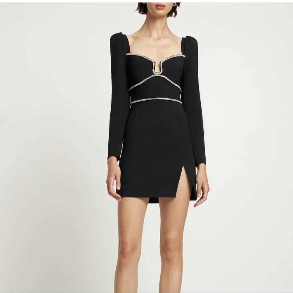 self portrait dress crepe rhinestone detail mini dress- NEW with tags